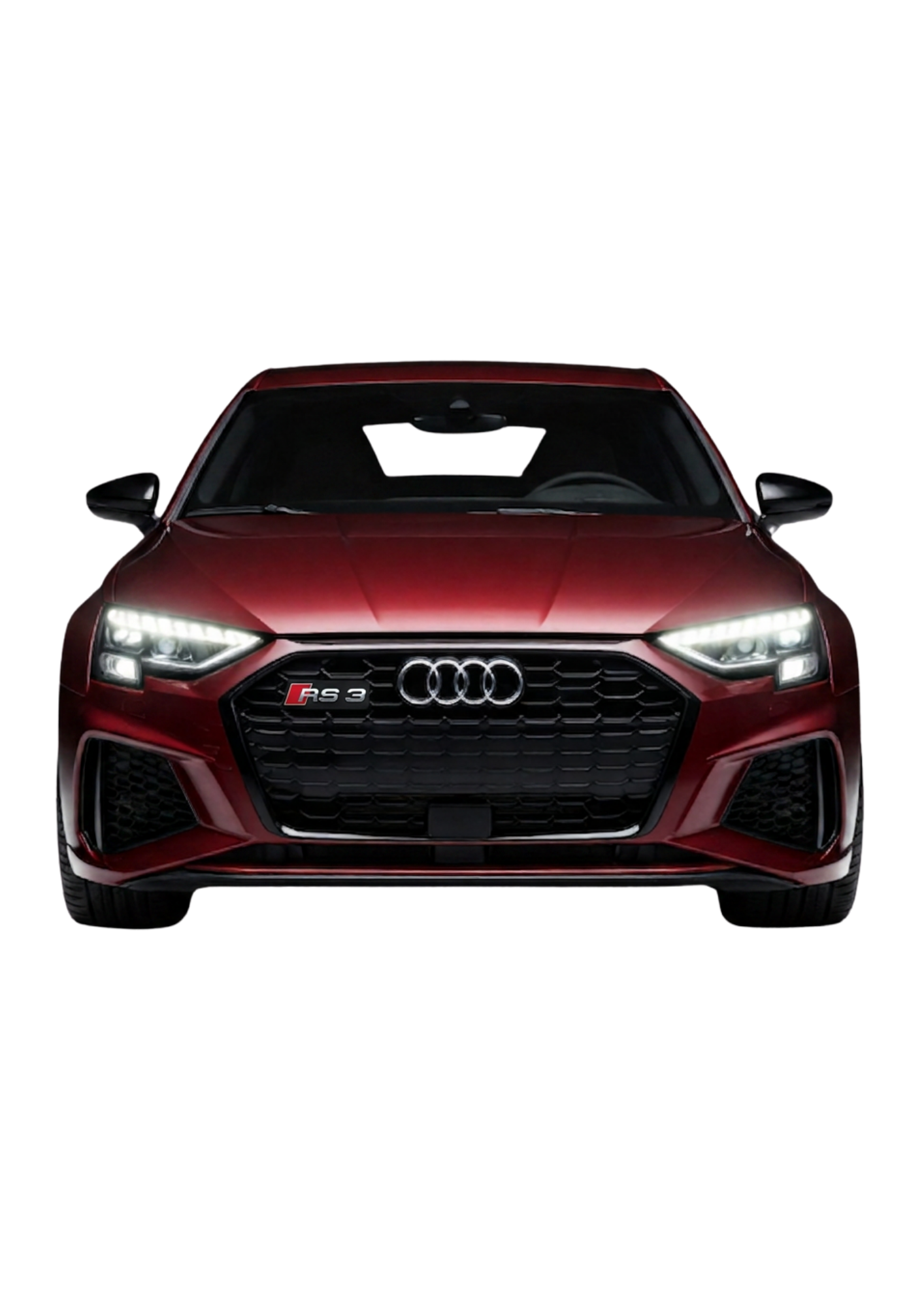 Audi rs3 bordeaux face avant avec phares allumés (4)